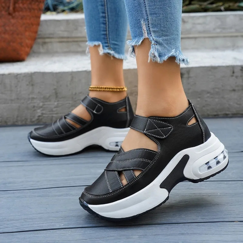 Women's Sandals Closed Toe Office Career Summer Solid Wedge Shoes
