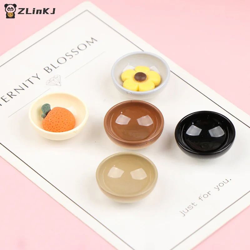 ▶10Pcs Miniature Bowl Dish Round 1/12 Scale Doll House Kitchen Dinning Accessory Zpaxo