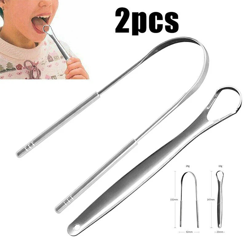 Tongue Scraper Stainless Steel Cleaner Oral Care Hygiene Dental