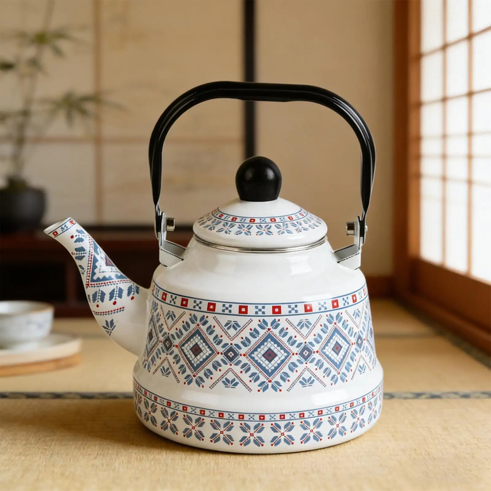 Tea Pot Stove Retro Enamel Teapot Vintage Kettle Home Kitchen Dorm Zpaxo