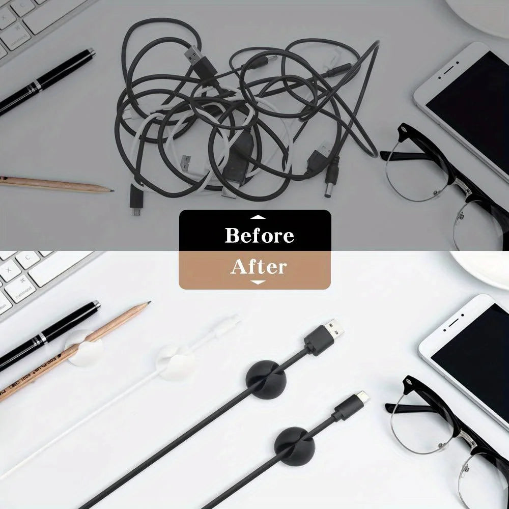 10/20pcs Mini Cable Winder Organizer USB Charging Cable Clips Desk Tidy Organiser Wire Cord Holder Protectors In Home Office Car Zpaxo