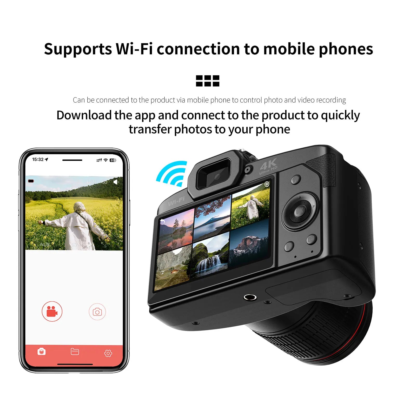 4K Digital Camera Wifi Video 64MP Dual Lens IPS Screen 16X Anti-shake
