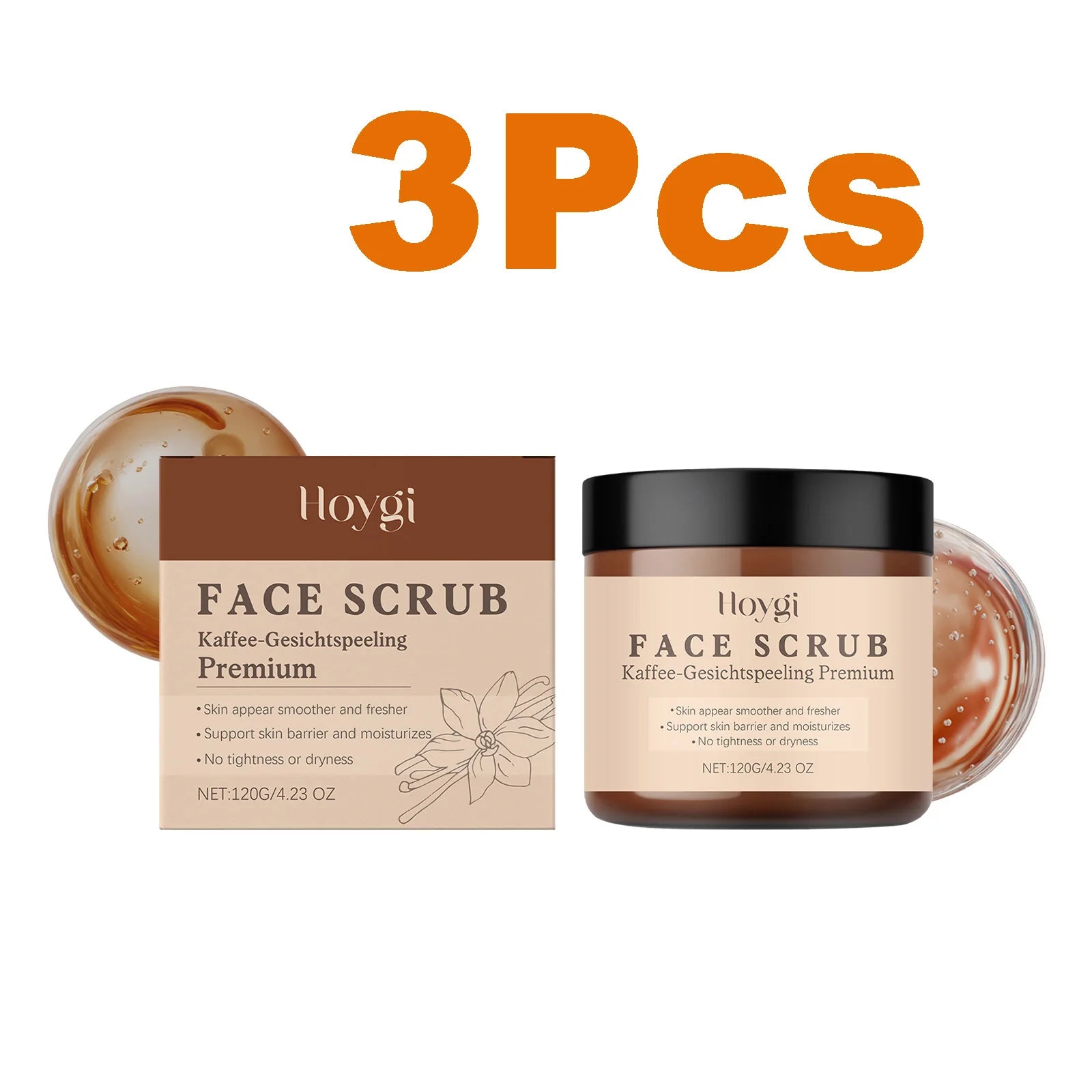 Vanilla Coffee Facial Scrub – Deep Cleansing Exfoliator | Hoygi Facial Exfoliating Scrub Zpaxo 3 x 120g Boxed