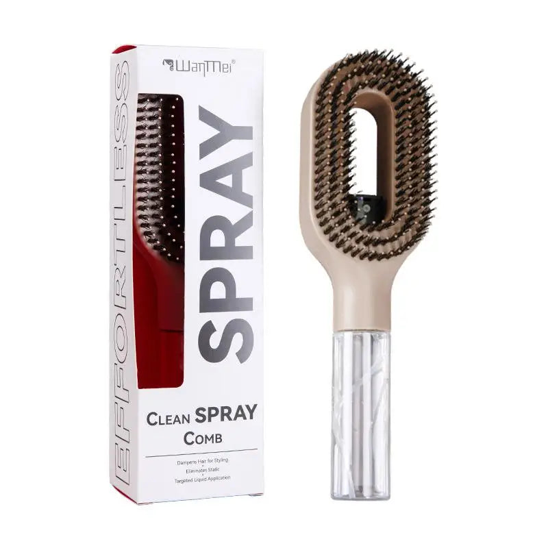 Spray Hair Brush Refillable Liquid Water Paddle Comb Anti Static Soft Zpaxo Beige