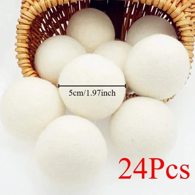30-Pack Wool Dryer Balls Handmade Drying Balls Dryer Reusable Natural Fabric Softener Reduce Wrinkles and Decrease Drying Time Zpaxo 24pcs