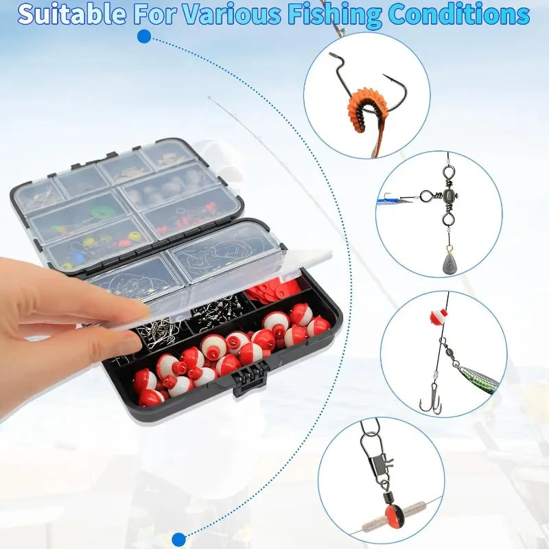 264-Piece Fishing Tackle Set – Hooks, Sinkers, Swivels & Snaps Fishing Tackle Kit Zpaxo