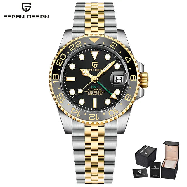 New GMT Watch PAGANI DESIGN 40mm Men Wristwatch Classic Luxury Mechanical Watches Top Brand 100M Waterproof Watches for Man 2026 Zpaxo Gold Black gray United States