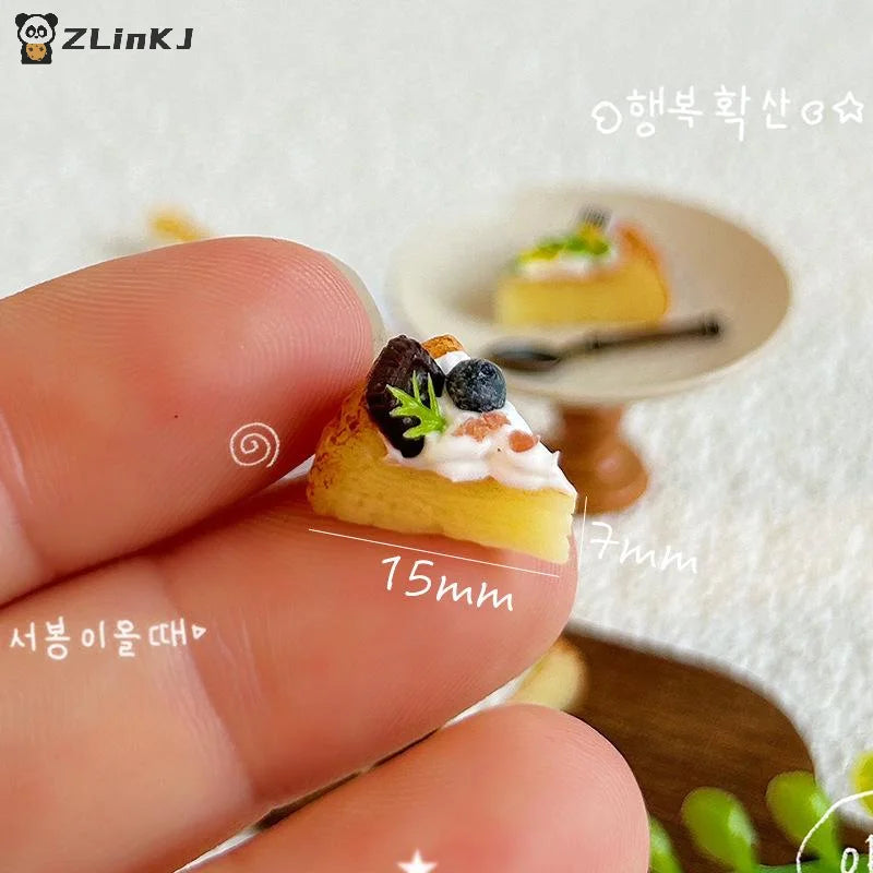 ▶1Pc Doll House Kitchen Furniture Accessories 1/12 Dollhouse Miniature Basque Cake Bread DIY Dessert Mini Food Cream Dessert Zpaxo