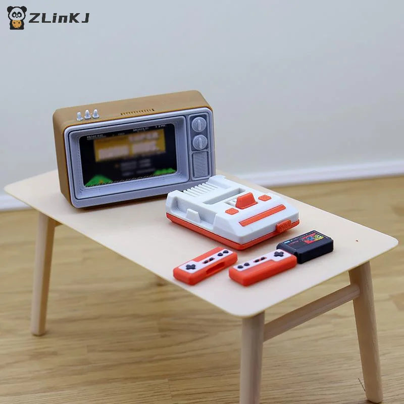 ▶1 Piece 1/12 Dollhouse Simulation Miniature Nostalgic TV Game Console Model Living Room Scene Decoration Doll Accessories Toys Zpaxo