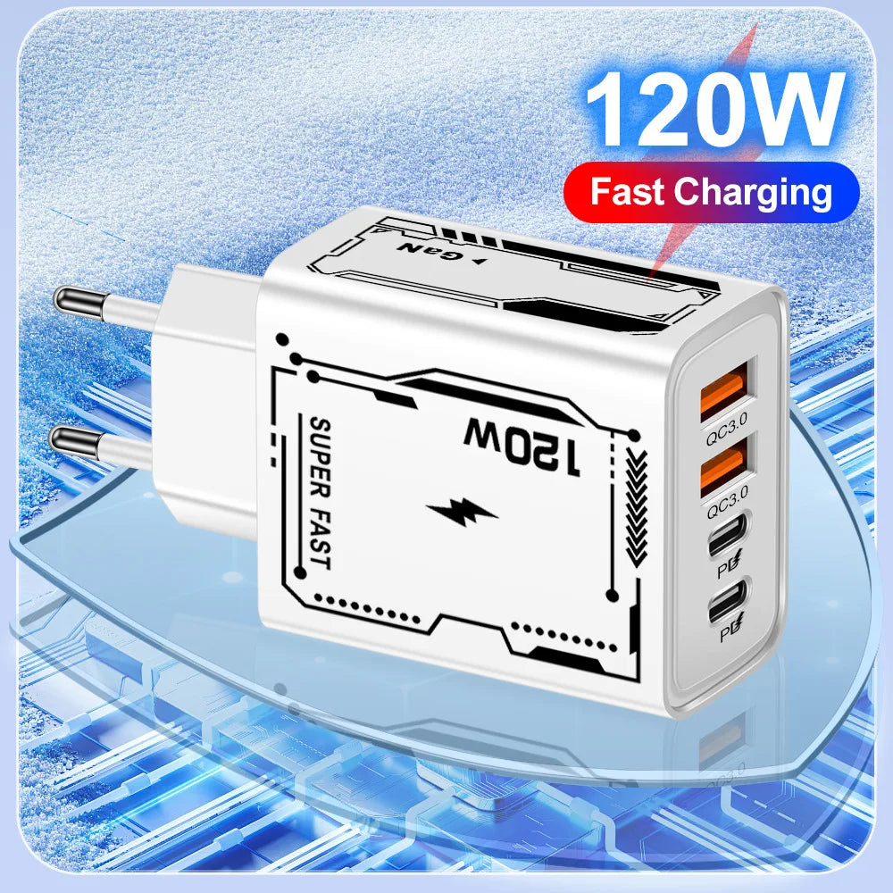 C USB Phone Chargers 4 Ports Fast Charging PD Charger Quick Charge 3