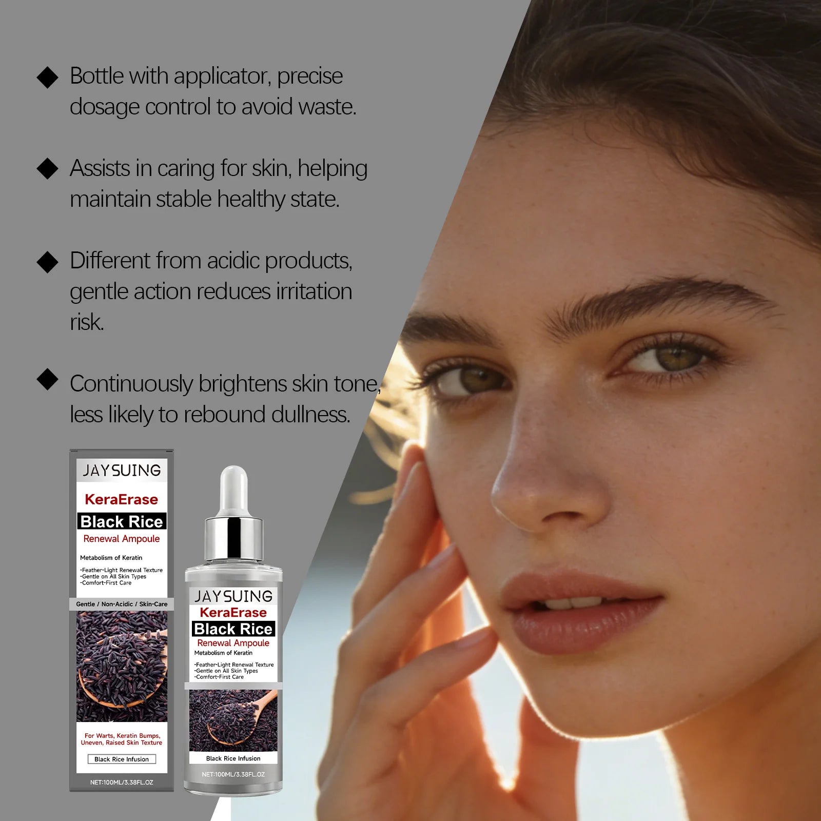 Black Rice Essence Gentle Moisturizing Facial Serum Hydrated Smooth Zpaxo