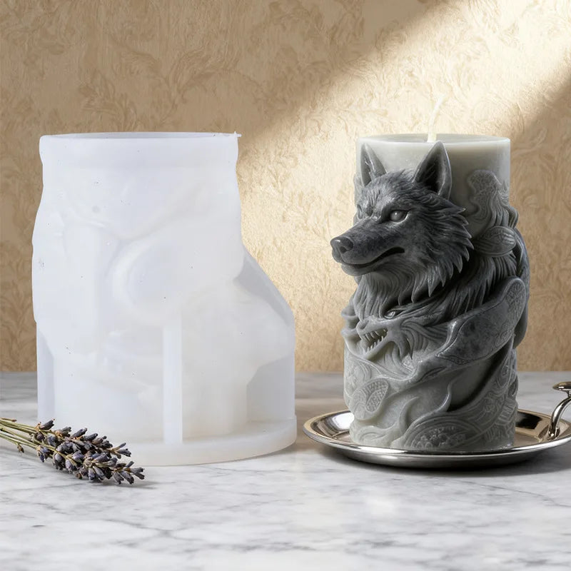 Wolf Skull Eagle Head Silicone Candle Mold 3D Roaring Animal Head Soap Wax Aroma Plaster Making Resin Mold Home Decor Zpaxo