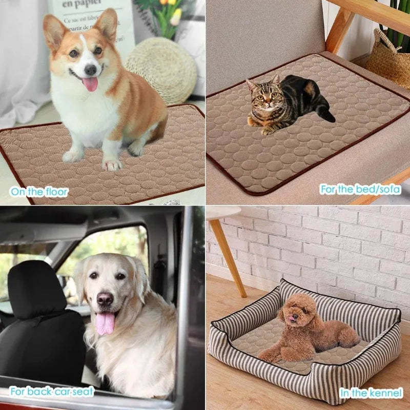 Pet Ice Silk Cooling Mat Cats Dogs Machine Washable Summer Breathable