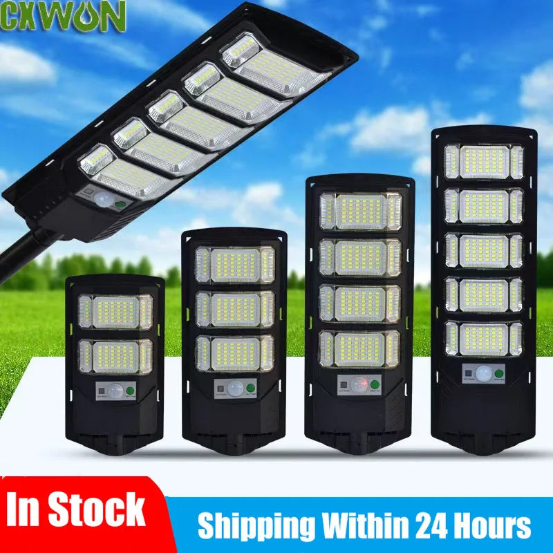 Outdoor Solar Powered LED Street Light with Motion Sensor Waterproof Garden Lighting Lamp Sun Charge Solar Spotlighting Zpaxo