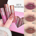 3PCS Water Light Mirror Lip Gloss Set Hydrating Lightweight Liquid Lipstick Nature Moisturizing Lip Tint Lips Makeup Cosmetics Zpaxo CP419-SETB