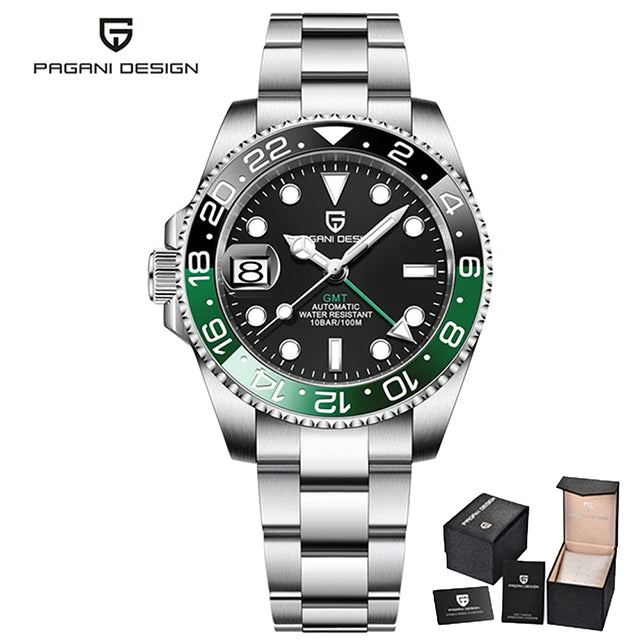 New GMT Watch PAGANI DESIGN 40mm Men Wristwatch Classic Luxury Mechanical Watches Top Brand 100M Waterproof Watches for Man 2026 Zpaxo black green United States