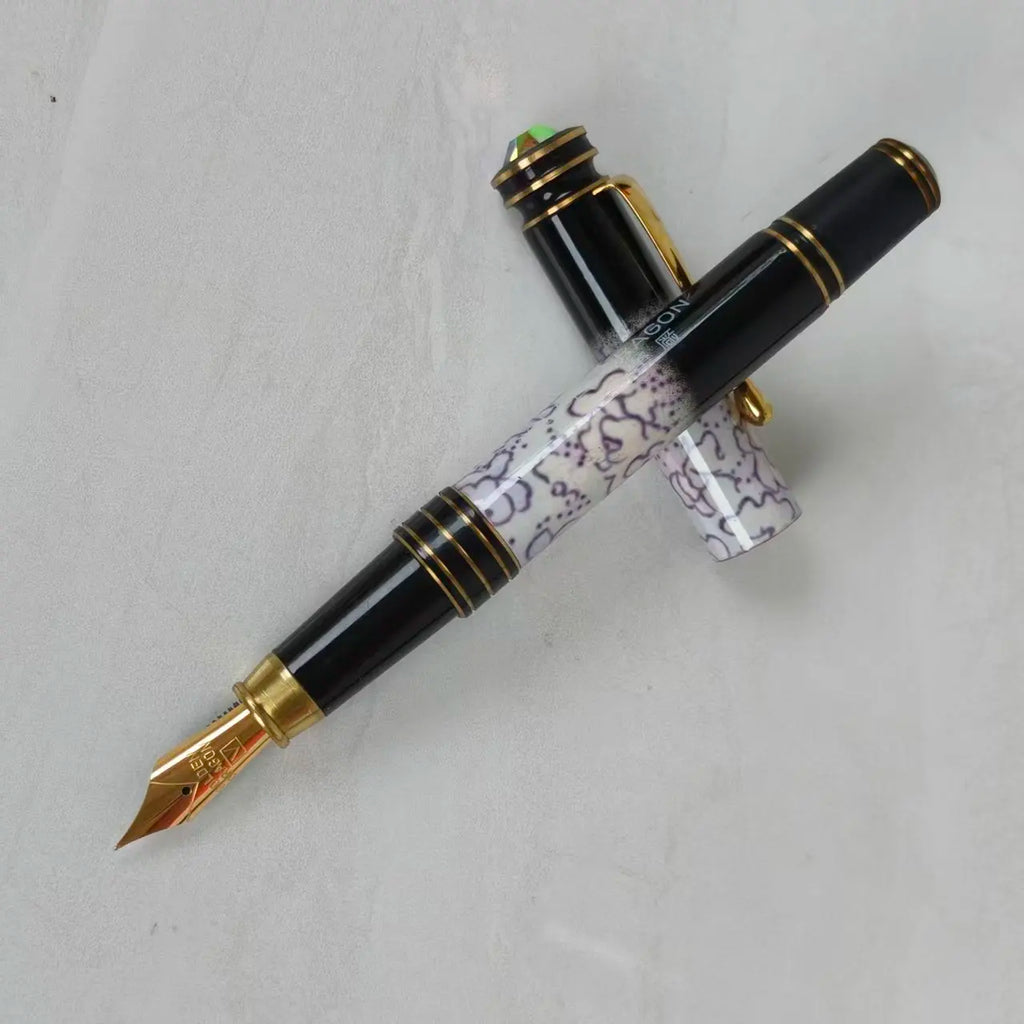DANDONG Early Vintage Golden Dragon Prince Large Size Thick Barrel Fountain Pen Unique Rare Collectible One Item One Picture Zpaxo