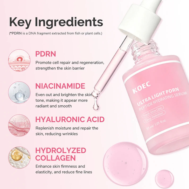 PDRN Salmon DNA Pink Peptide Serum – Brighten & Hydrate Facial Serum Essence Zpaxo