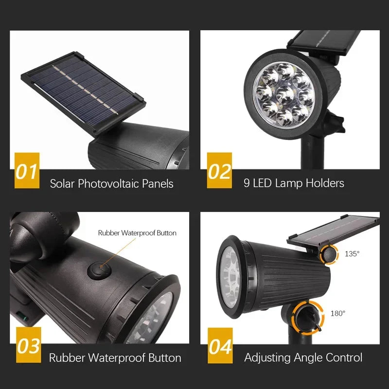 KDULIT Solar Spotlight – IP65 Waterproof Outdoor Garden Light