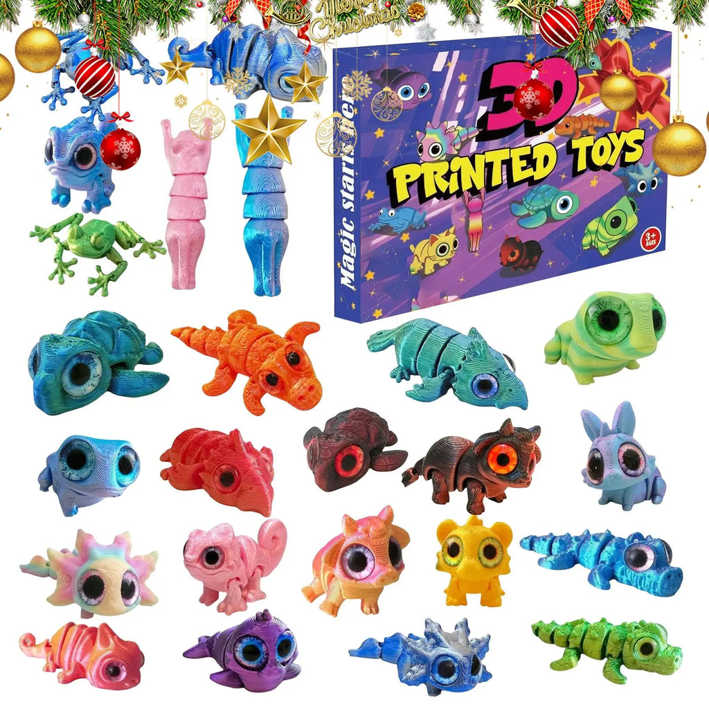 Christmas Countdown Calendar 24 Days 3D Printed Articulated Animal