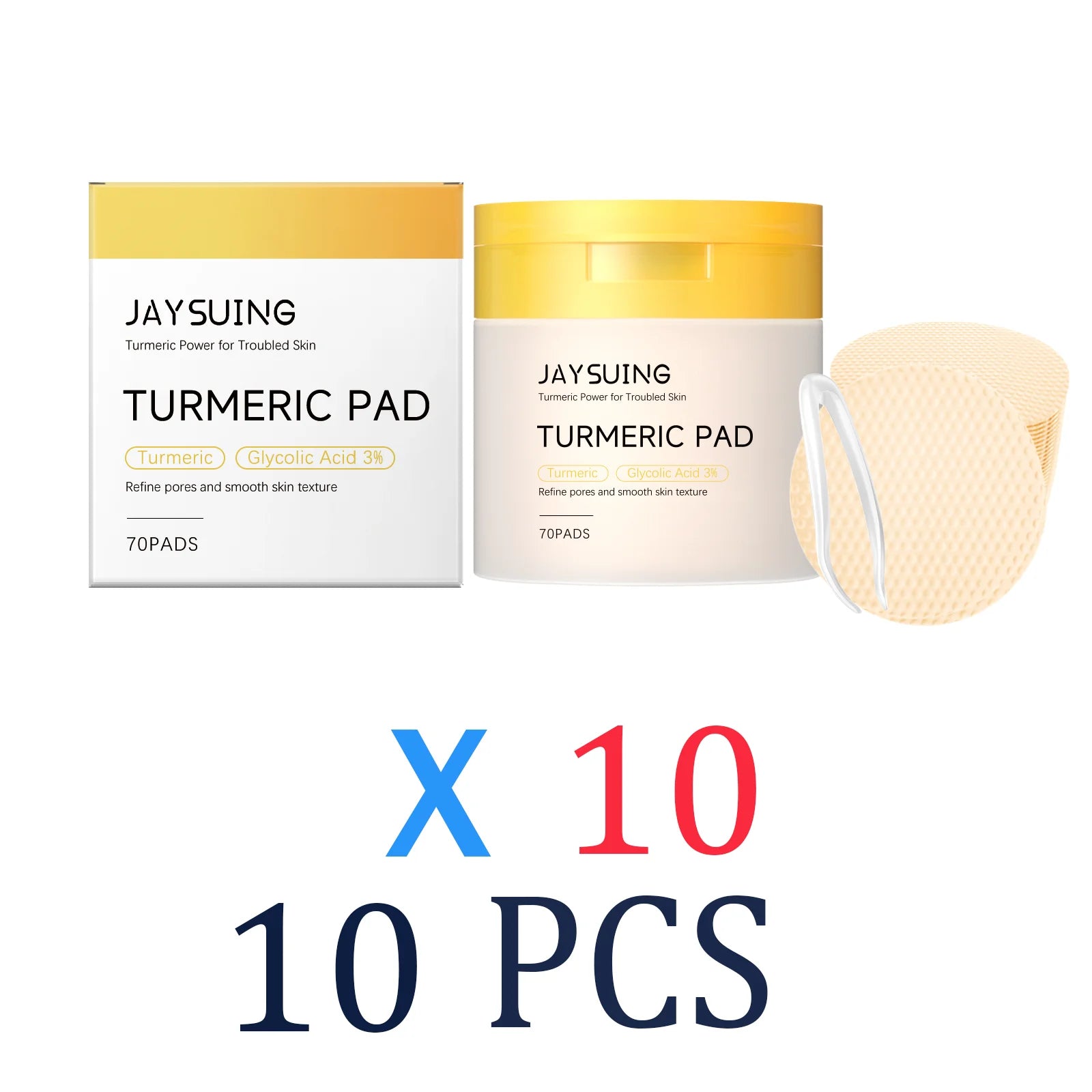 Turmeric Pore Cleansing Pads 70 Pads for Gentle Exfoliation Brightening Hydrating Facial Treatment with Glycolic Acid Perfect Zpaxo 10 Pcs