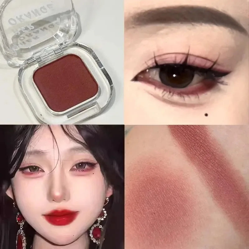 Red Brown Monochrome Eyeshadow Eyeliner Powder Palette Silky Matte Coral Red Lying Silkworm Eyeliner Waterproof Aegyo-sal Makeup Zpaxo