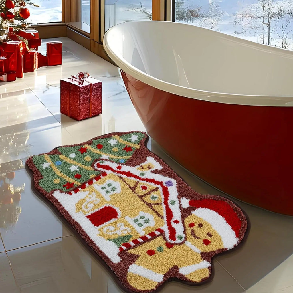 Gingerbread Doormat Christmas Welcome Mat 60x40cm Non Slip Absorbent