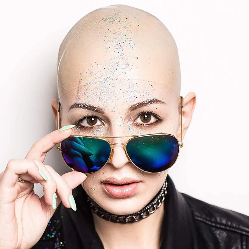 Funny latex Skin Fake Bald Head Unisex Fancy film Party Wig Cap Latex Mask Hat Zpaxo