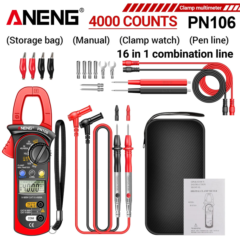 ANENG PN106 AC DC Clamp Meters 600A Current Voltage Tester Tool Zpaxo PN106 Pro