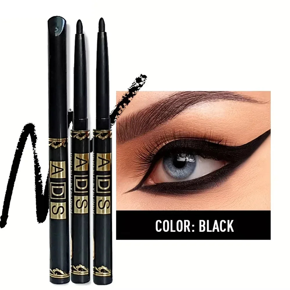 3Pcs Waterproof & Sweat-Proof Black Eyeliner Pencil Combined Lasting Smudge-Proof Bold Eye Makeup Easy Glide Formula for Perfe Zpaxo 3Pc Black Gel ABS 1g