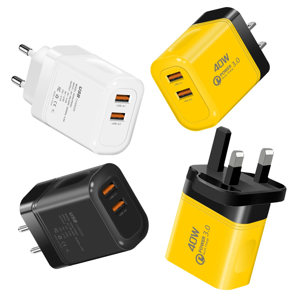40W Dual USB Wall Charger – EU/US Plug, iPhone & Samsung USB Wall Charger Zpaxo