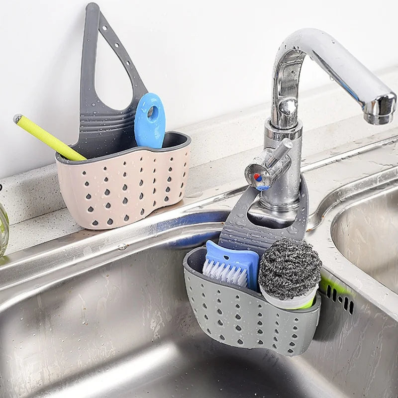 Adjustable snap-on sink draining hanging bag, double-layer draining for faucet sponge, kitchen storage rack Zpaxo