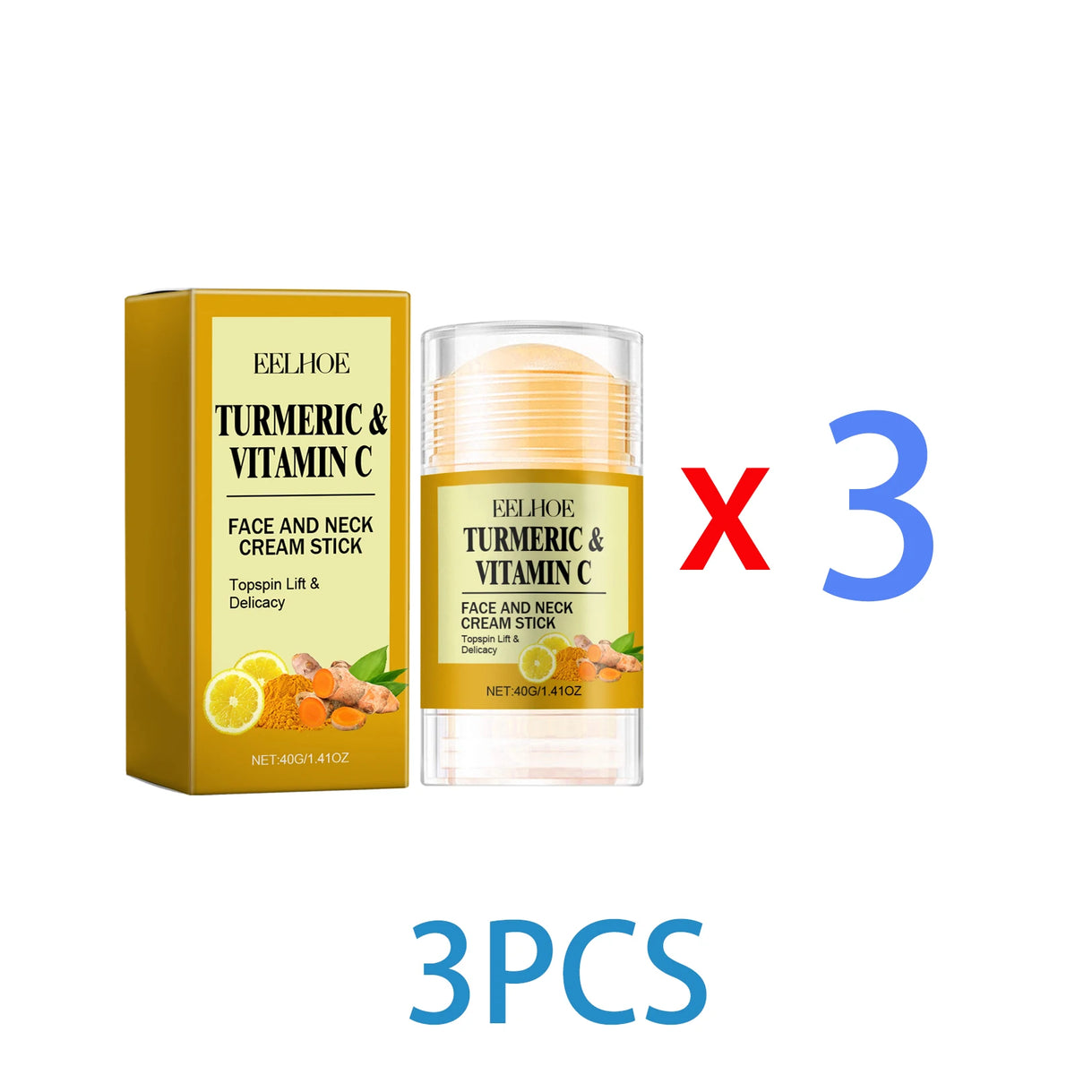 Turmeric Face and Neck Firming Cream Stick for Wrinkles Dark Spot Hydrating Anti Aging Skin Tightening Moisturizer for Women Men Zpaxo 3PCS