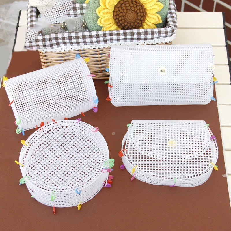 DIY Knitting Crochet Handbags Mesh Plastic Canvas Shoulder Bags