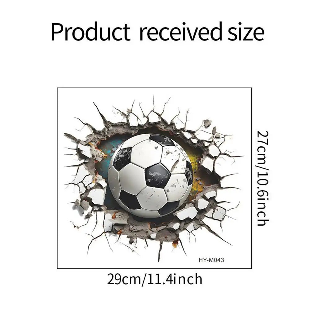 Football Stickers 3D Visual Effect Soccer Wall Decal Decor Boys