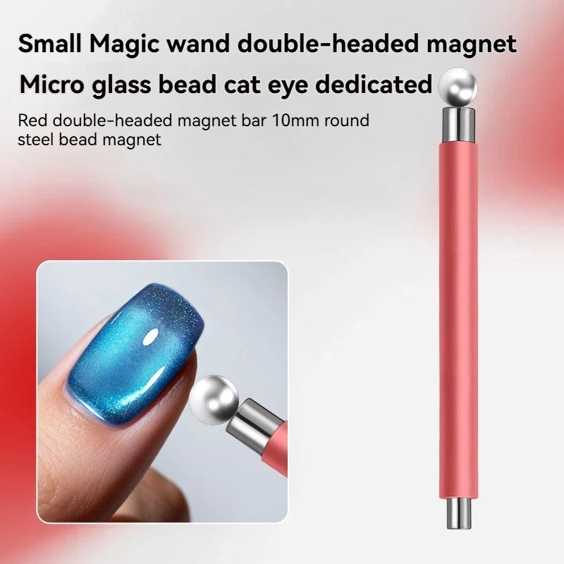 Cat Eye Magnetic Ball Nail Stick Tool Double-head Strong Magnet Pen Zpaxo red