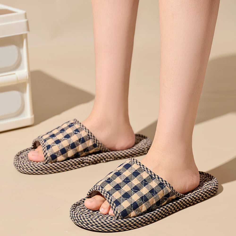 Indoor Slippers Lightweight Soft Cotton Floral Floor Shoes Fashion