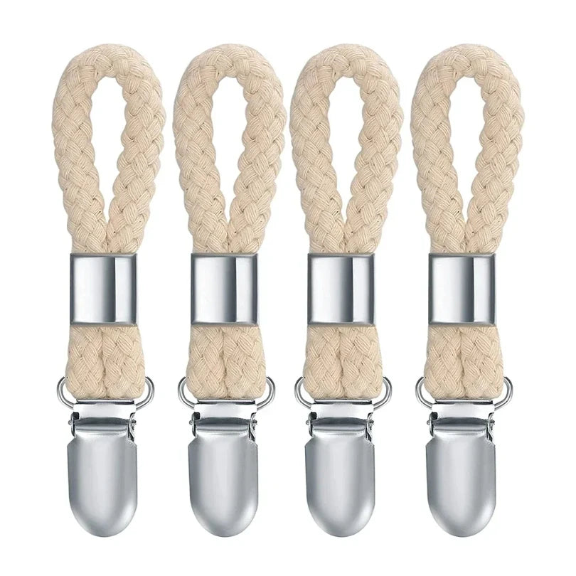 4/8pcs Towel Hanging Clips Clamp Braided Multipurpose Cotton Loop Metal Hook Kitchen Bathroom Storage Clips Socks Clothes Hanger Zpaxo