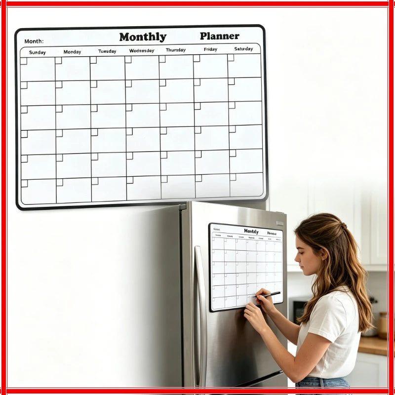 Magnetic Refrigerator Dry Erase Calendar Monthly Planner Whiteboard Record Message Board Memo Pad Fridge Magnets Kitchen Decor Zpaxo