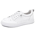2026 Leather White Sneakers Women Spring Autumn Slip Lazy Elastic Zpaxo White Hollow 42 China Mainland
