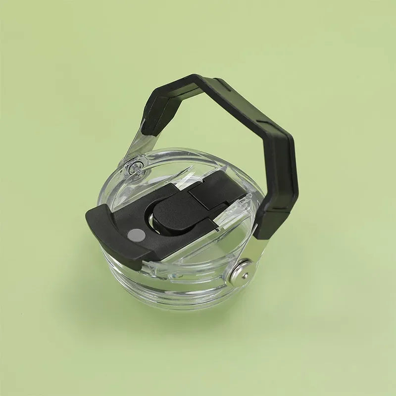 30oz Plastic Transparent Cup Lid with Handle Spill Proof Replaceble Tumbler Flip Straw Lid Sealing Bottle Cover for Stanley Hot Zpaxo black