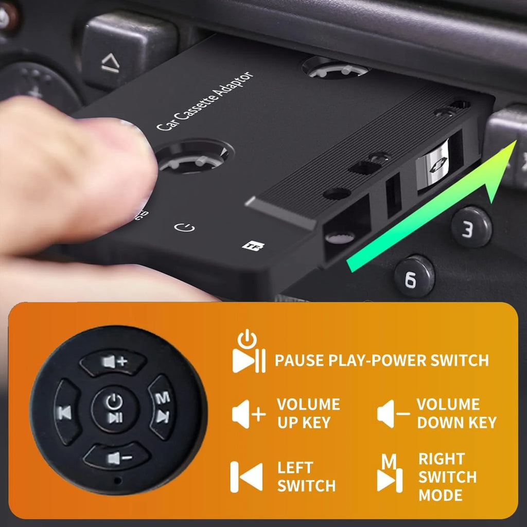 Car Wireless Cassette Receiver Remote Control Bluetooth Tape Player