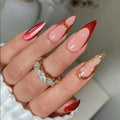 Manicure Long Almond False Nails French White Edge Fake Aurora Flower Zpaxo JP3853
