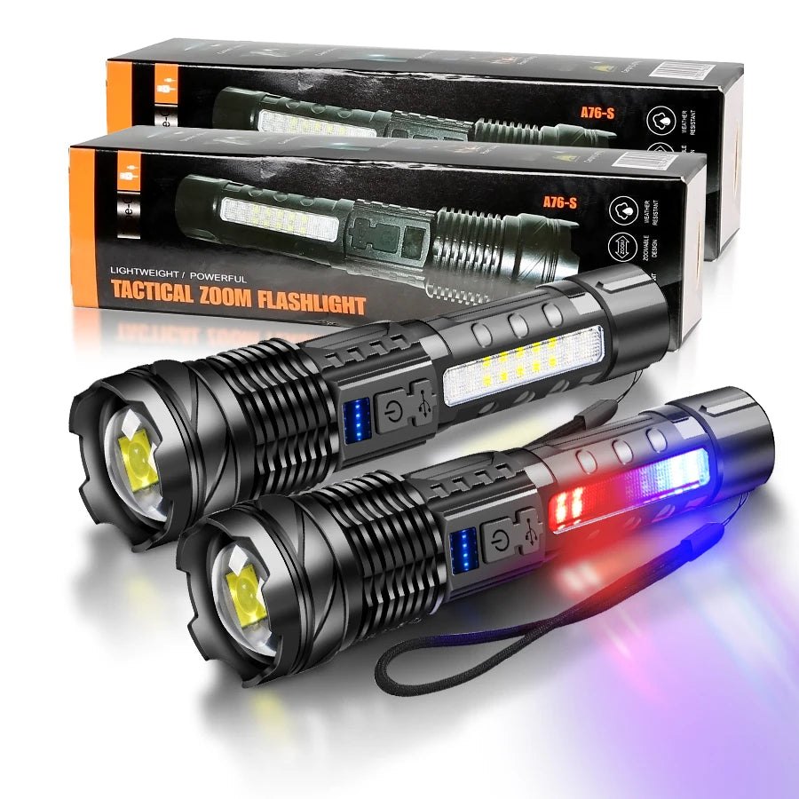 KDULIT LED Tactical Flashlight – Rechargeable, 7 Modes, Zoom