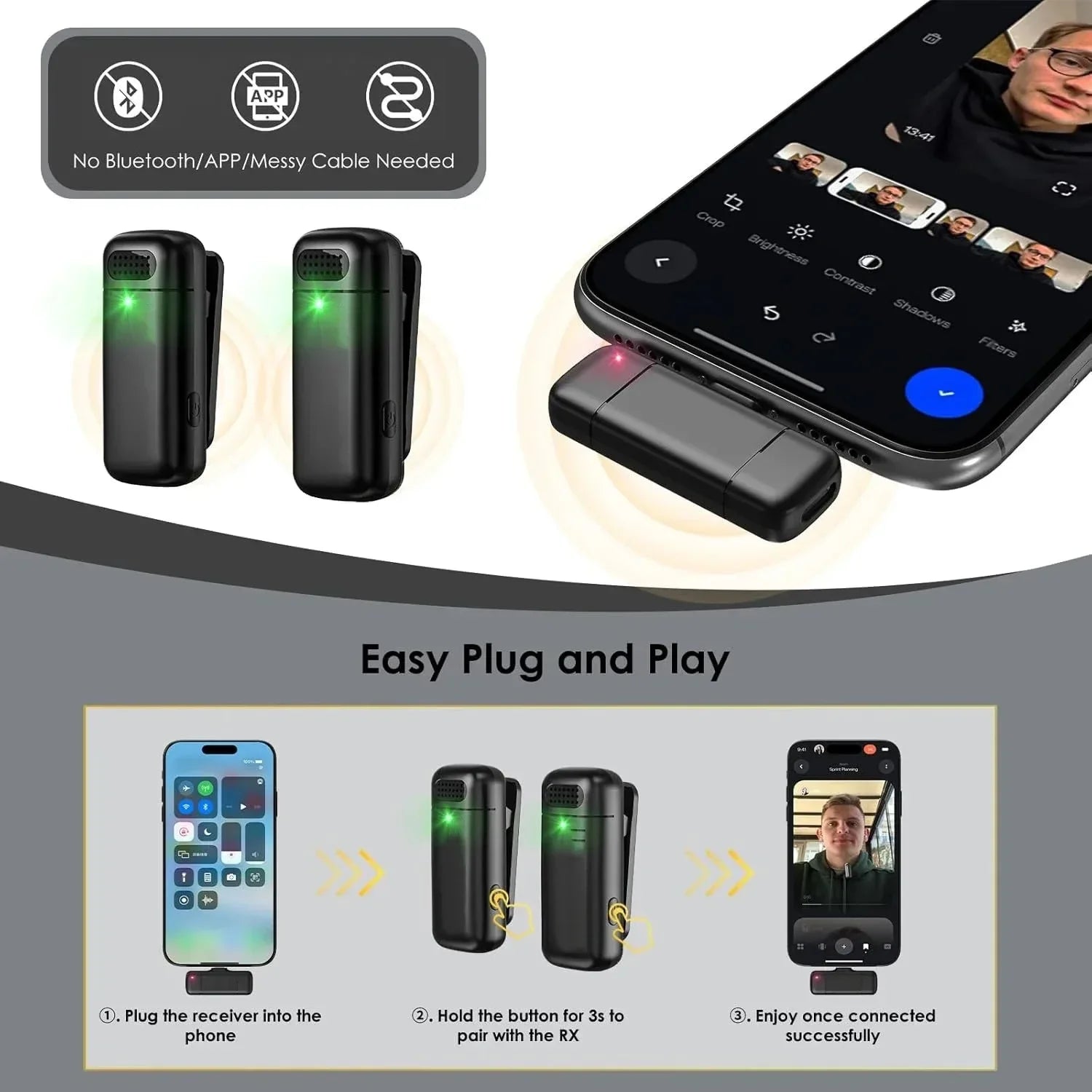 KEBIDUMEI Wireless Lavalier Microphone Microphones Mini Noise