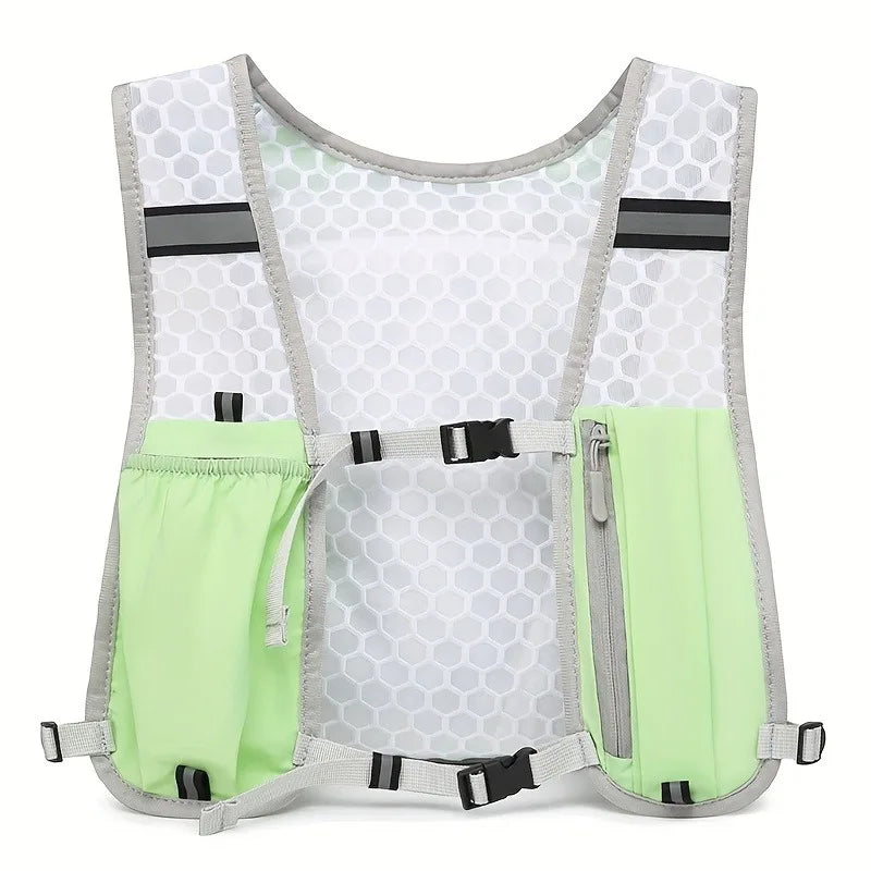 Breathable Mesh Running Vest Lightweight Sports Backpack Phone Pocket Zpaxo green