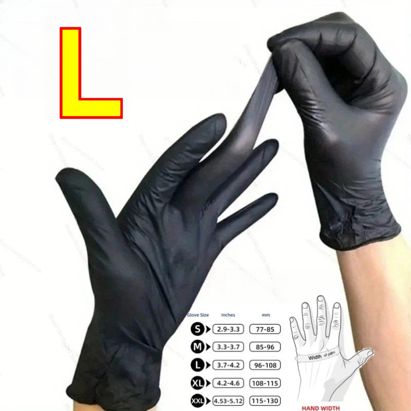 Disposable Gloves Black Home Nitrile Gloves Durable Kitchen Cooking Tools Tattoo Washing Car Gardening Cleaning Work Gloves Zpaxo L-23x11cm 100pcs