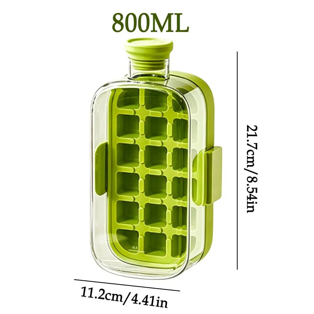 2-in-1 Ice Mold Bottle Press Cubes Maker Easy Release Tray Cup Straw
