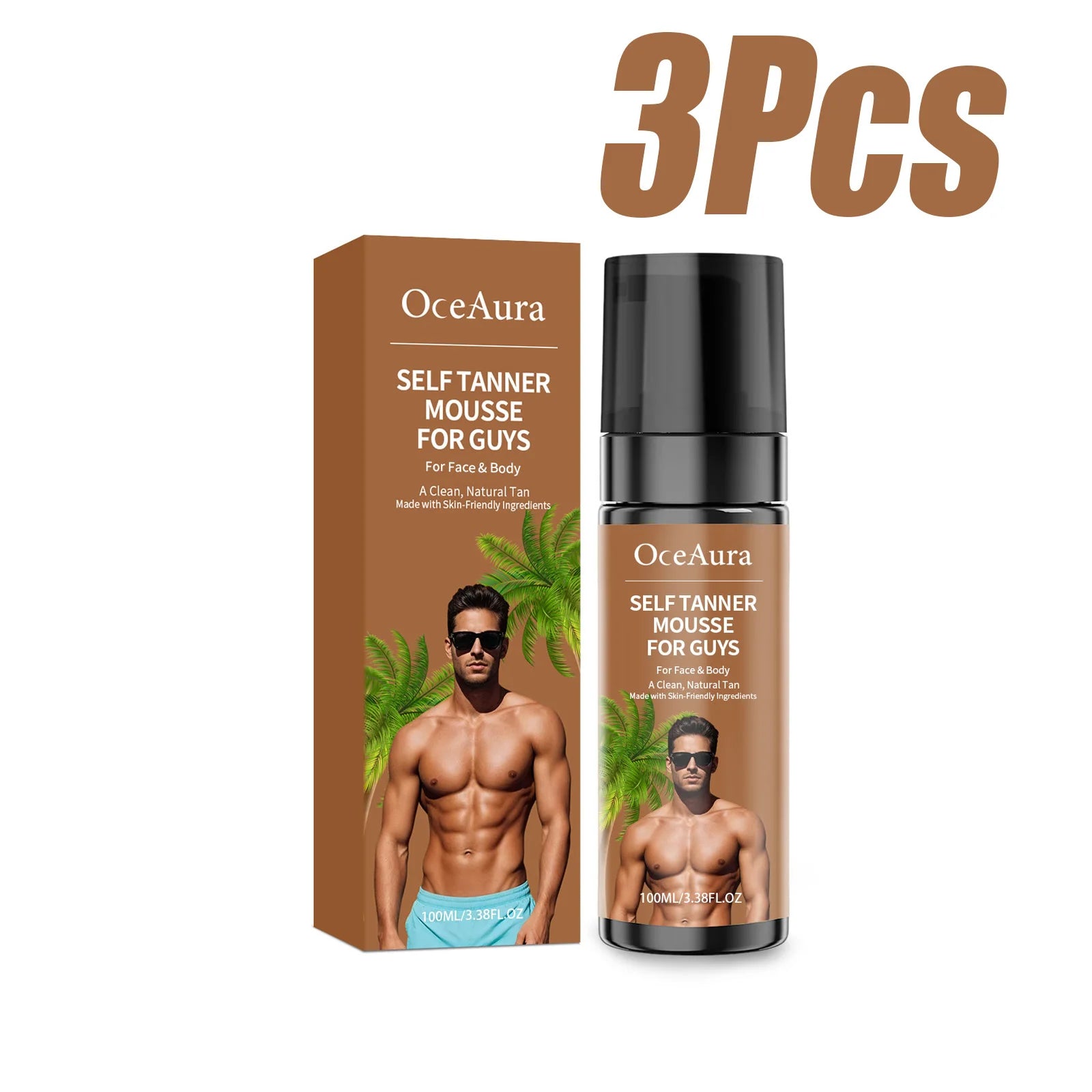 OceAura Self Tanner Mousse – Streak-Free Sunless Tanning Foam Self Tanning Mousse Zpaxo 3 x 100ml Boxed