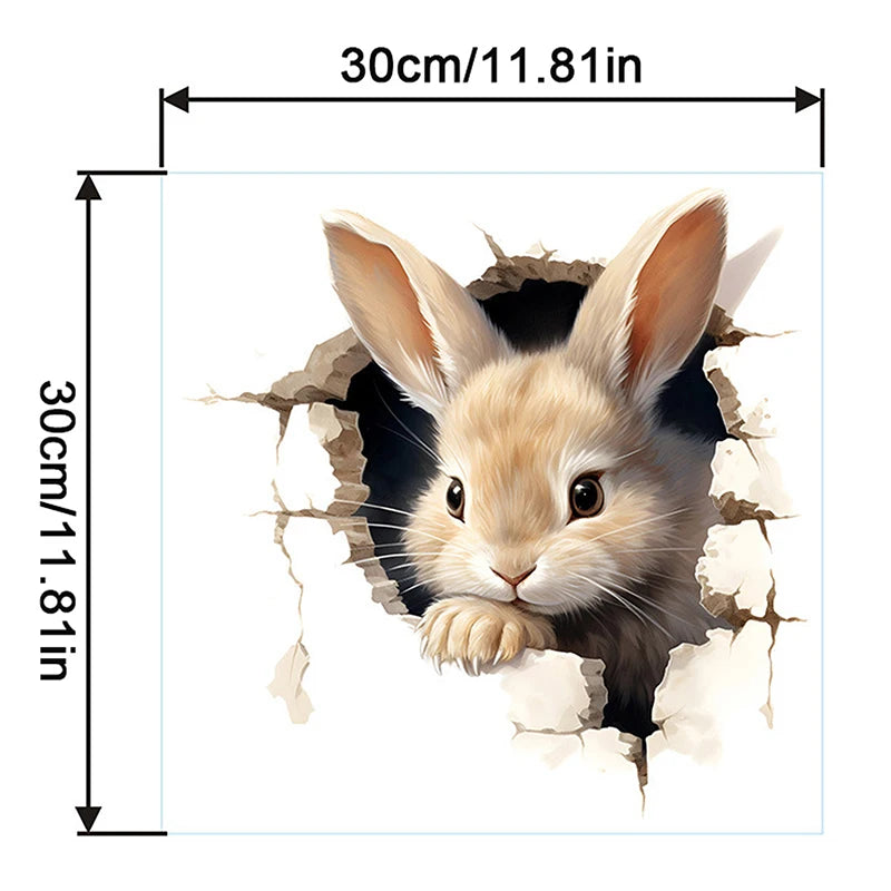 Classroom Bedroom Living Room Dining Room Kitchen Bathroom Decor Cartoon 3D Rabbit Wall Stickers Self-adhesive Stickers School Zpaxo
